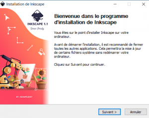 Première fenêtre d'installation d'Inkscape